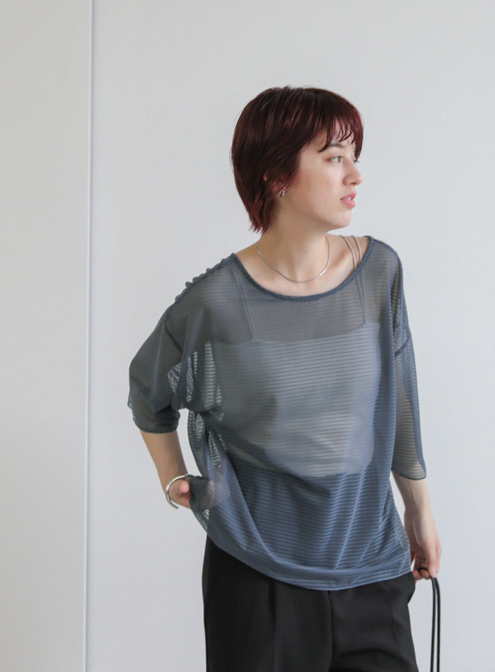 オープンネックシアーボーダートップス【SALE】 – SELECT MOCA