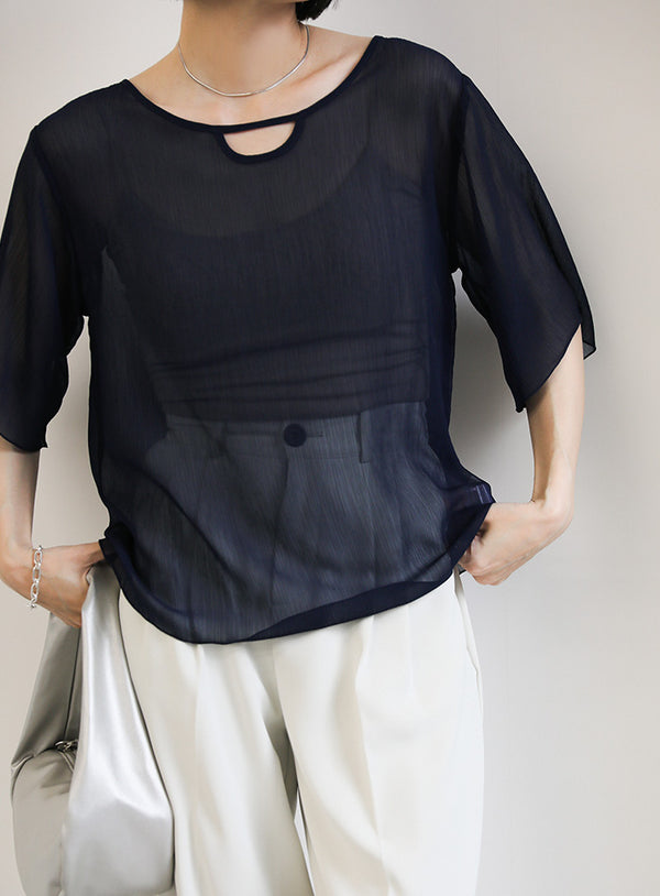 2WAYネックデザイン楊柳ブラウス【SALE】