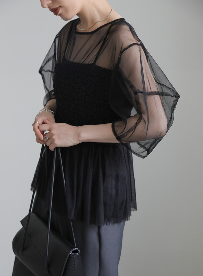 フェザーチュールトップス【BLACK】 – ELLIE