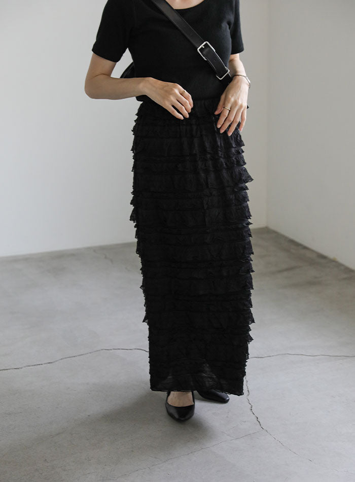ロングレーススカート♡フリル可愛い春夏のお出かけデートに最適 eaeeed2ba88b4d316dcd7dc808a189