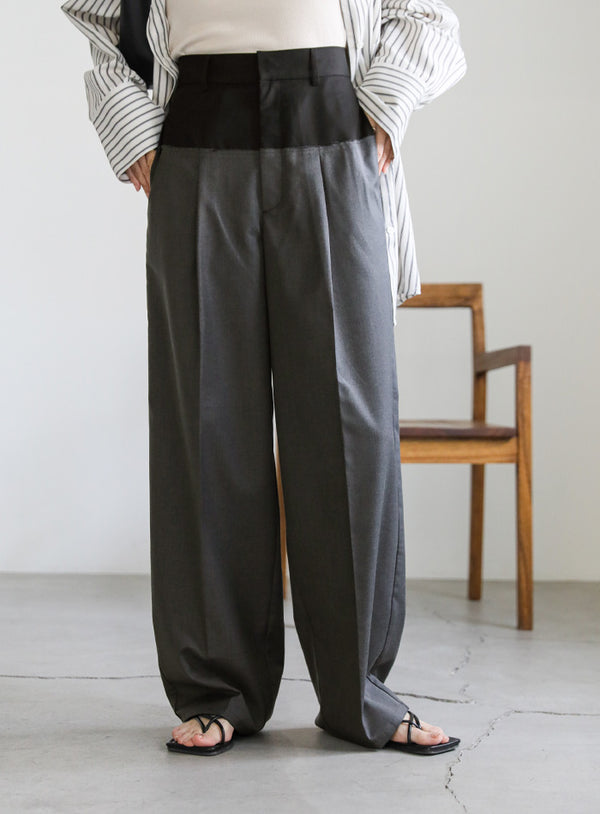 ウエスト切替スラックスパンツ【SALE】