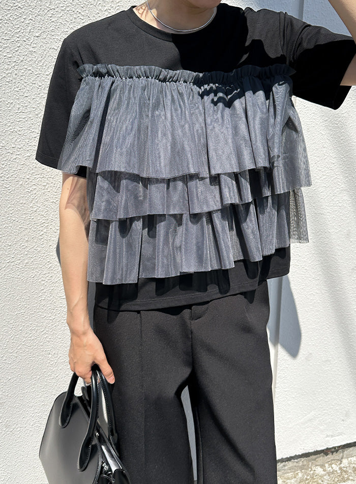 コムデギャルソン チュール ドッキング カットソー　Tシャツ セール】チュールドッキングTシャツ（Tシャツ/カットソー）｜ap