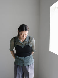 ラメシアーハーフスリーブシャツ【SALE】
