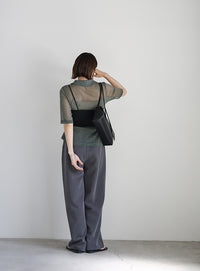 ラメシアーハーフスリーブシャツ【SALE】