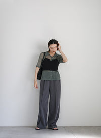 ラメシアーハーフスリーブシャツ【SALE】