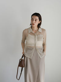 ラメシアーハーフスリーブシャツ【SALE】