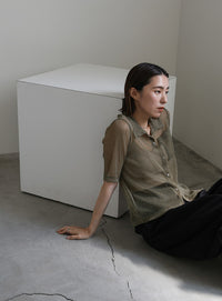 ラメシアーハーフスリーブシャツ【SALE】