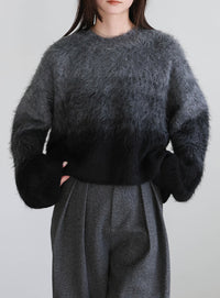 ツートーンシャギーニット