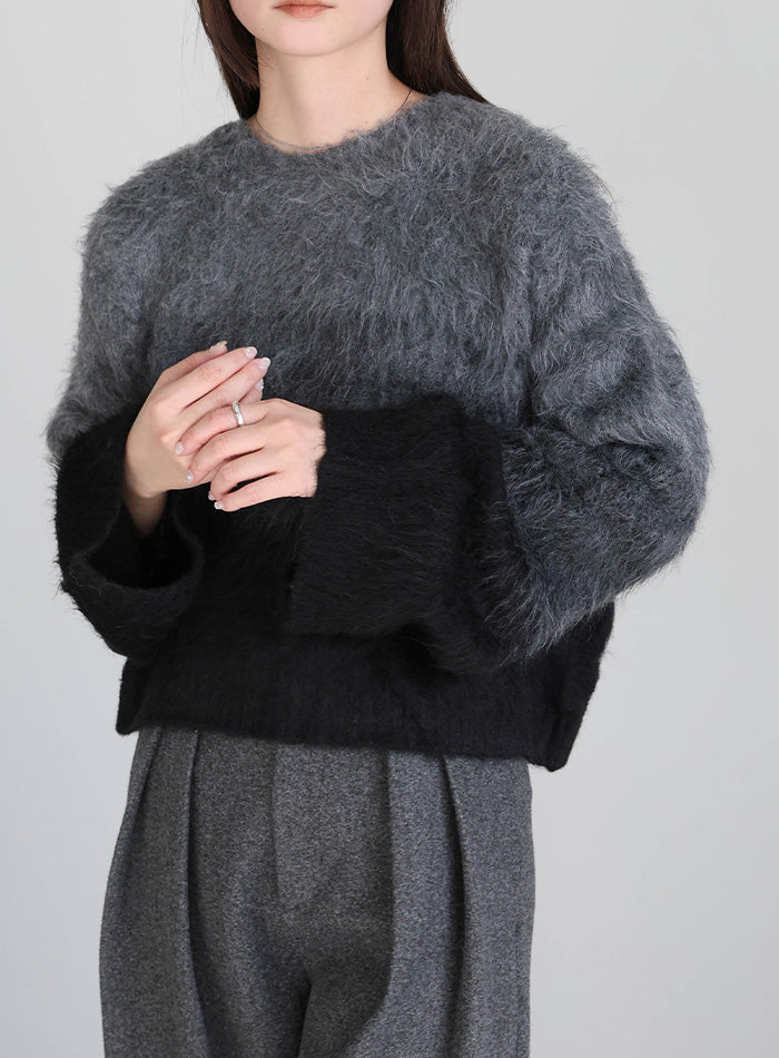 ツートーンシャギーニット