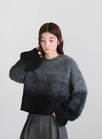 ツートーンシャギーニット