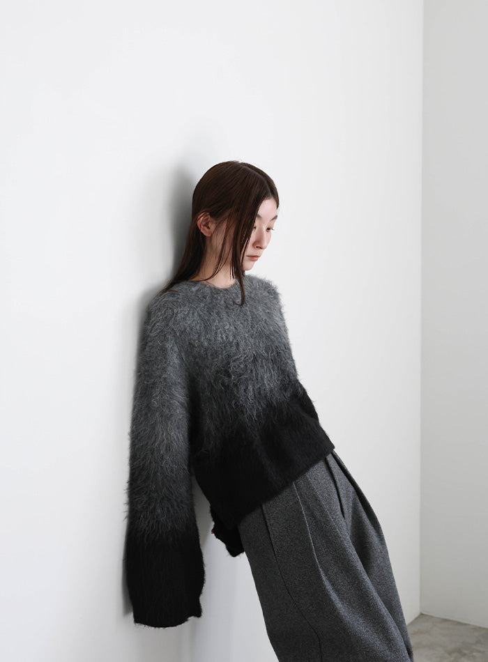 ツートーンシャギーニット