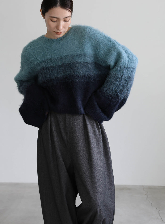 ツートーンシャギーニット