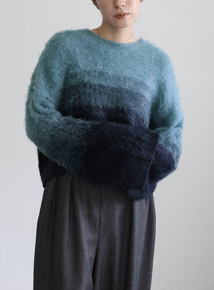 ツートーンシャギーニット