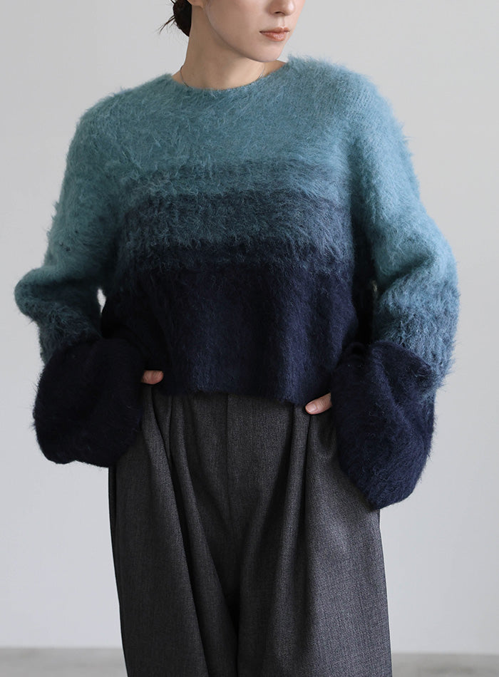 ツートーンシャギーニット