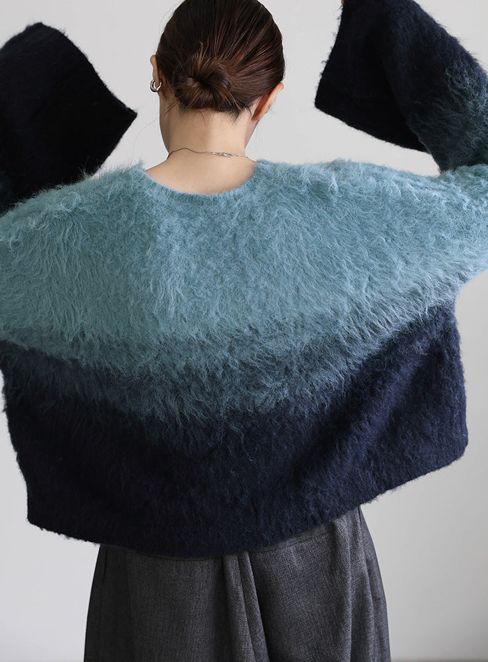 ツートーンシャギーニット