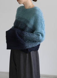 ツートーンシャギーニット