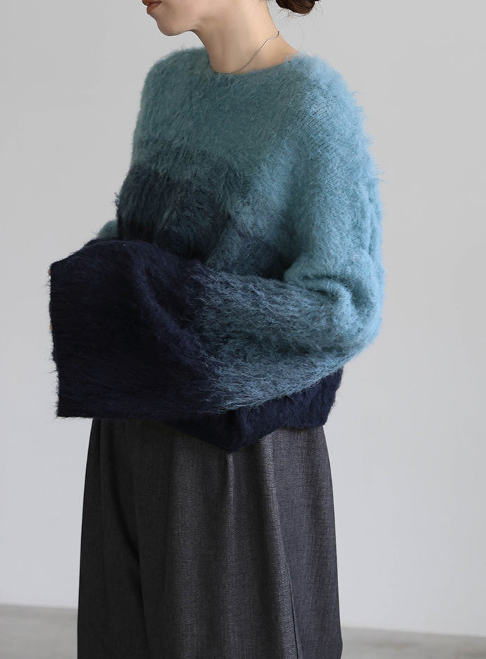 ツートーンシャギーニット