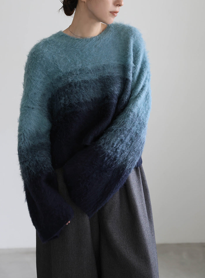 ツートーンシャギーニット