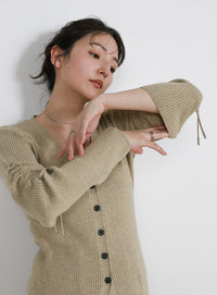 2WAYスリーブリブロングカーディガン