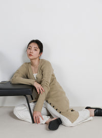 2WAYスリーブリブロングカーディガン