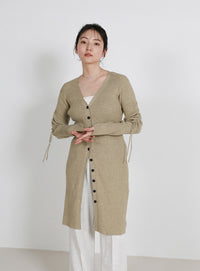 2WAYスリーブリブロングカーディガン