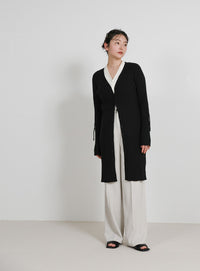 2WAYスリーブリブロングカーディガン