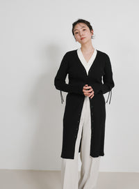 2WAYスリーブリブロングカーディガン