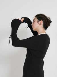 2WAYスリーブリブロングカーディガン