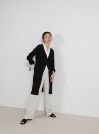 2WAYスリーブリブロングカーディガン