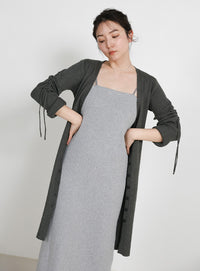 2WAYスリーブリブロングカーディガン