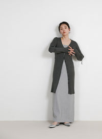 2WAYスリーブリブロングカーディガン