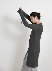 2WAYスリーブリブロングカーディガン