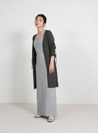 2WAYスリーブリブロングカーディガン