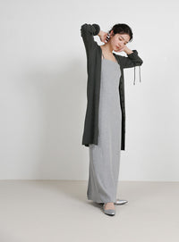 2WAYスリーブリブロングカーディガン