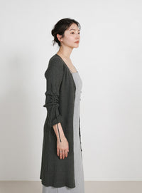 2WAYスリーブリブロングカーディガン