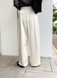 サテンディープタックワイドパンツ