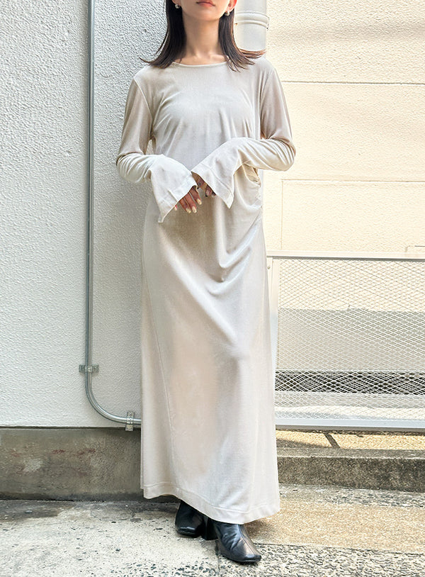 サイドドレープベロアロングワンピース【SALE】
