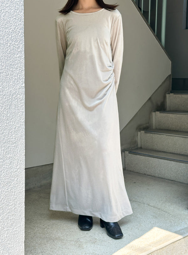 サイドドレープベロアロングワンピース【SALE】