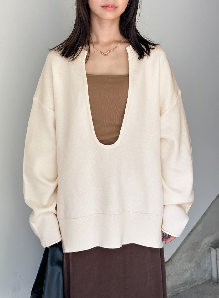 ディープUネックスウェットライクニット – SELECT MOCA