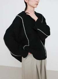 配色リンキングニットトップス