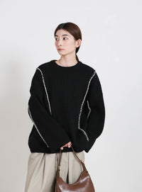 配色リンキングニットトップス