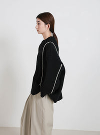 配色リンキングニットトップス