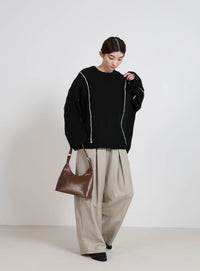 配色リンキングニットトップス