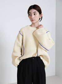 配色リンキングニットトップス