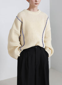 配色リンキングニットトップス