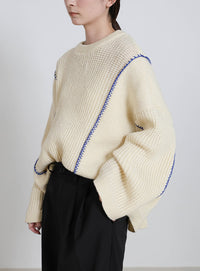 配色リンキングニットトップス