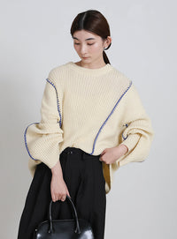 配色リンキングニットトップス