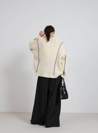 配色リンキングニットトップス