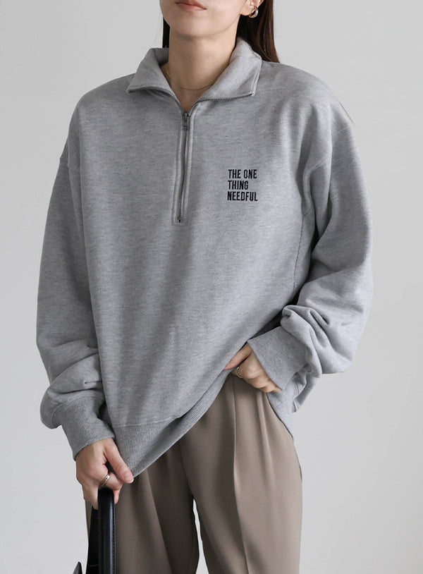 スウェットハーフジップトップス