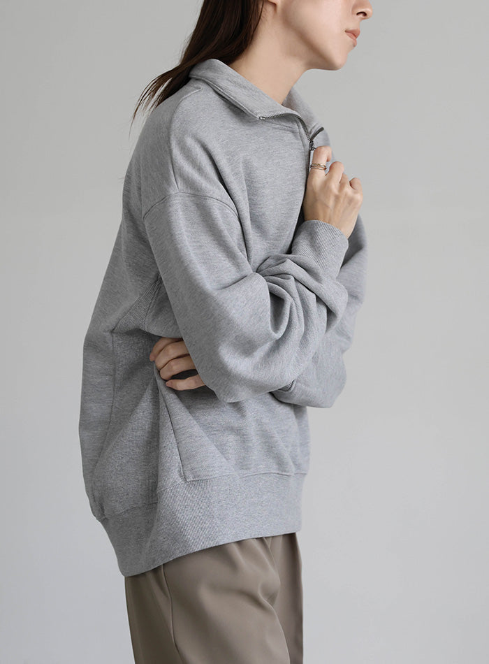 スウェットハーフジップトップス